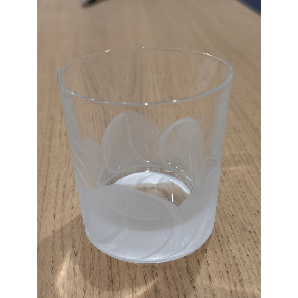 5-JG Durand Cristal Lowball Tumblers Frosted Petal Base Barware Vintage Crystal